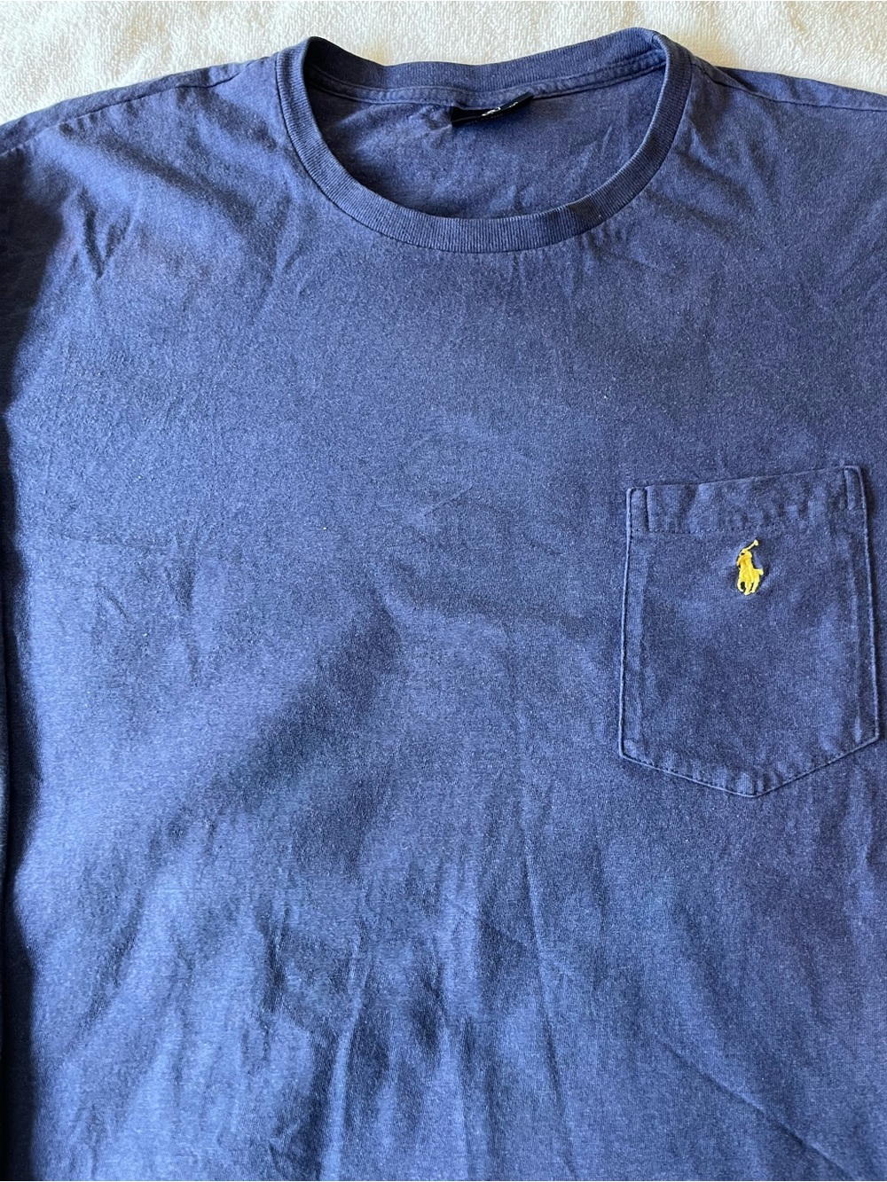 Ralph Lauren Long Sleeve Sleeve Pocket Tee with Yellow Pony